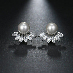 HEPBURN - Simulated Pearl and Marquise Cut Pierced Earrings