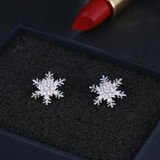 Cubic Zirconia Snowflake Pierced Earrings