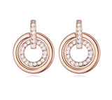 Double Circle Crystal Pierced Earrings