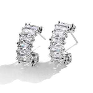 Baguette Cut Hoop Earrings