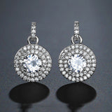 Solitaire & Pavé Circle Drop Pierced Earrings
