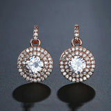 Solitaire & Pavé Circle Drop Pierced Earrings