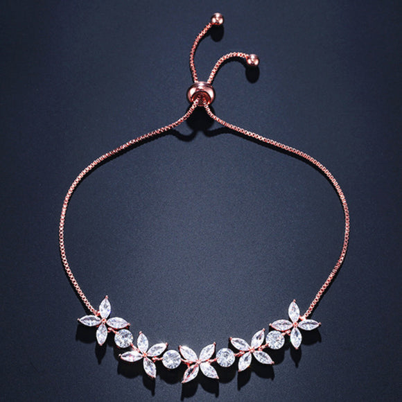 HEPBURN - Marquise Cut Floral Inspired Adjustable Bracelet