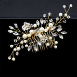 Pretty Simulated Pearl and Crystal Spray Hair Comb