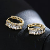 Baguette Cut Gold Plated Hoop Earrings