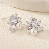 Simulated Pearl Cluster Earrings