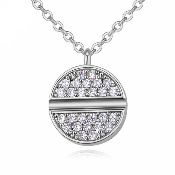 Crystal Pavé Round Pendant and Chain