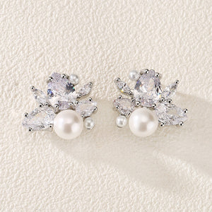 Simulated Pearl Cluster Earrings