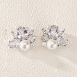 Simulated Pearl Cluster Earrings