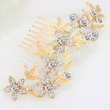 Floral and Leaf Inspired Gold Plated Hair Comb