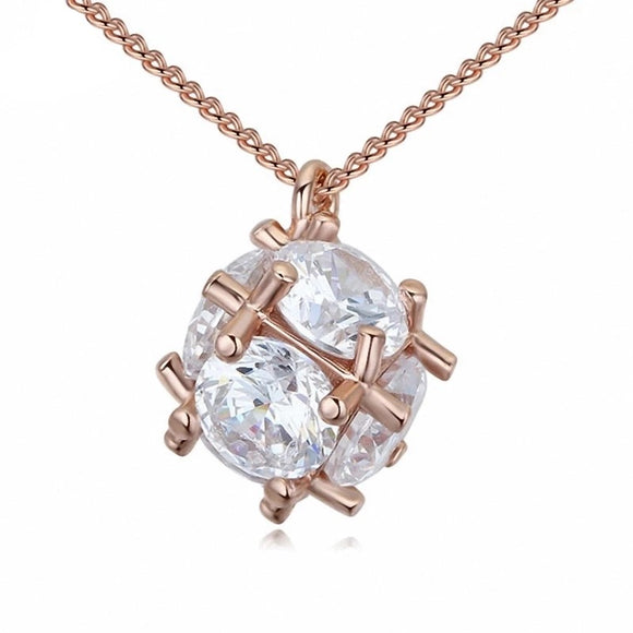 Crystal Round Set Pendant and Chain