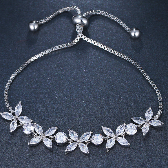 HEPBURN - Marquise Cut Floral Inspired Adjustable Bracelet