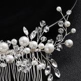 Pretty Simulated Pearl and Crystal Spray Hair Comb