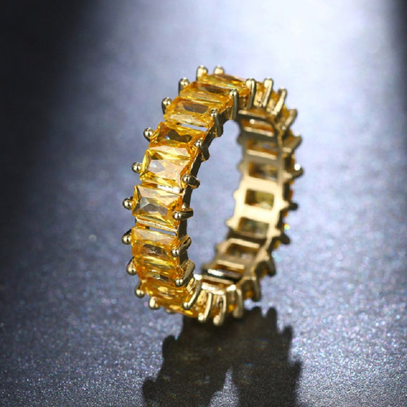 Baguette Cut Ring with Yellow Stones