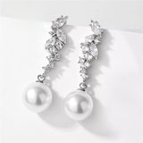 LOMBARD - "Caroline" Marquise Cut Leaf Inspired Simulated Pearl Drop Earrings