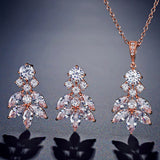 LOMBARD - "Caro" Marquise Cut Leaf Inspired Earrings and Pendant Set