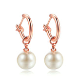 Simulated Pearl Drop Hoop Earrings