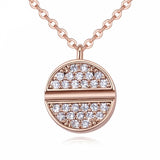 Crystal Pavé Round Pendant and Chain