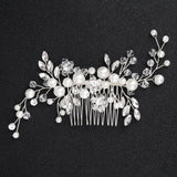 Pretty Simulated Pearl and Crystal Spray Hair Comb