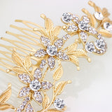 Floral and Leaf Inspired Gold Plated Hair Comb
