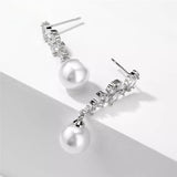 LOMBARD - "Caroline" Marquise Cut Leaf Inspired Simulated Pearl Drop Earrings