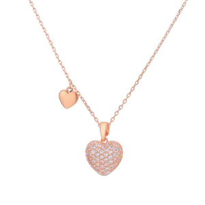 Delicate Pavé Double Heart Pendant Necklace