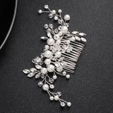 Pretty Simulated Pearl and Crystal Spray Hair Comb