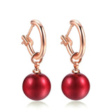 Simulated Pearl Drop Hoop Earrings