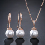 HEPBURN - "Tiffany" Simulated Pearl Drop Earrings and Pendant Set