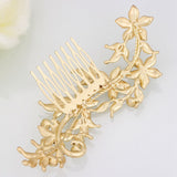 Floral and Leaf Inspired Gold Plated Hair Comb