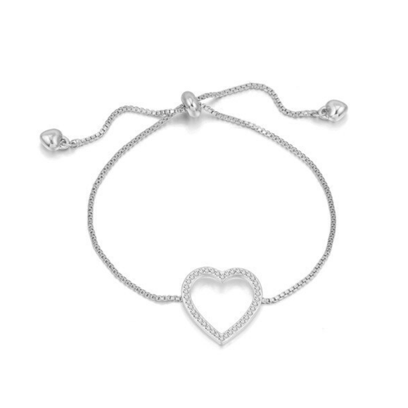 Pavé Heart Adjustable Bracelet