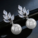 HEPBURN - "Audrey" Marquise Cut Pearl Earrings and Pendant Set