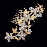 Floral and Leaf Inspired Gold Plated Hair Comb