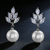 HEPBURN - "Audrey" Marquise Cut Pearl Earrings and Pendant Set