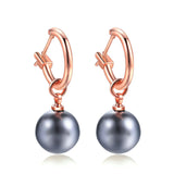 Simulated Pearl Drop Hoop Earrings