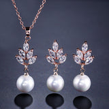 HEPBURN - "Audrey" Marquise Cut Pearl Earrings and Pendant Set