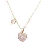 Delicate Pavé Double Heart Pendant Necklace