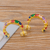 GARLAND - "Jude" Rainbow Princess Cut Half Hoop Earrings