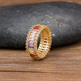 GARLAND - "Judy" Wide Rainbow Baguette Cut Ring