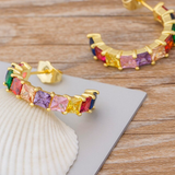 GARLAND - "Jude" Rainbow Princess Cut Half Hoop Earrings