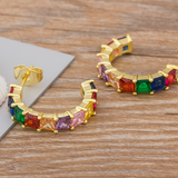 GARLAND - "Jude" Rainbow Princess Cut Half Hoop Earrings