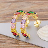 GARLAND - "Jude" Rainbow Princess Cut Half Hoop Earrings