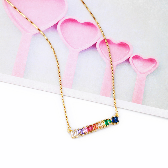 Rainbow sales baguette necklace