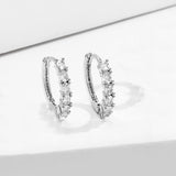 HAYWORTH - Oval Cut Minimalist Hoop Earrings - Clear
