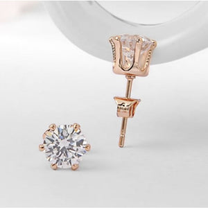 Crystal Solitaire Pierced Earrings