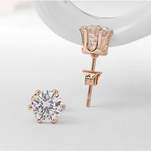 Crystal Solitaire Pierced Earrings