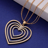Heart Multi Strand Long Necklace & Pendant