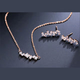 MONROE - Baguette Cut Necklace and Drop Pierced Earrings Set