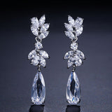 LOMBARD - "Caroline" Marquise Cut Leaf Inspired Pear Drop Earrings