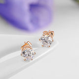 Crystal Solitaire Pierced Earrings